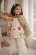 Floral Garden Tissue Sharara - White