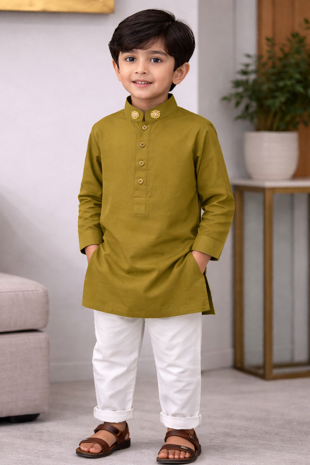 Remi Panjabi Set - Banana Leaf Green