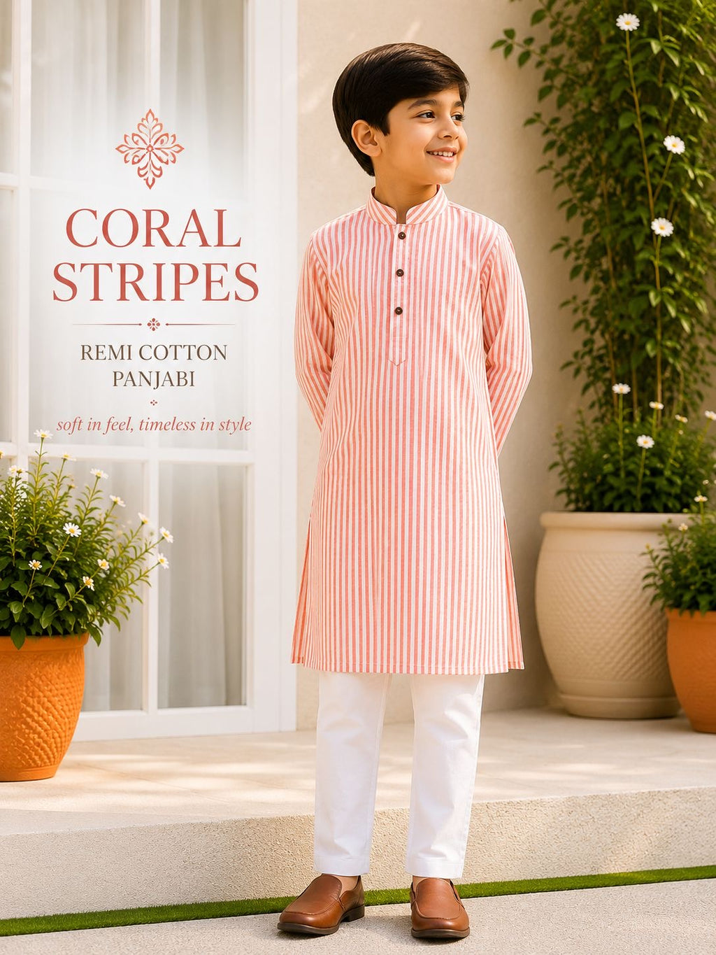 Coral Stripes Panjabi
