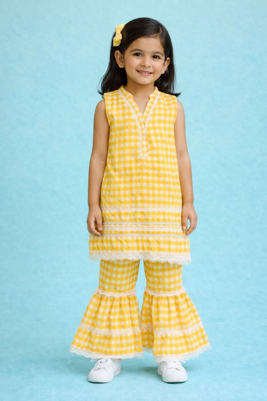 Gingham Lacey Flair - Yellow