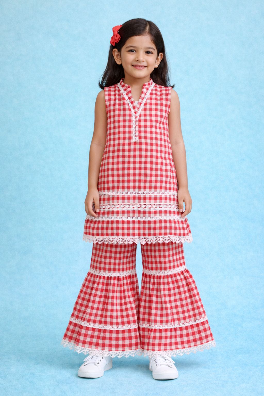 Gingham Lacey Flair - Red