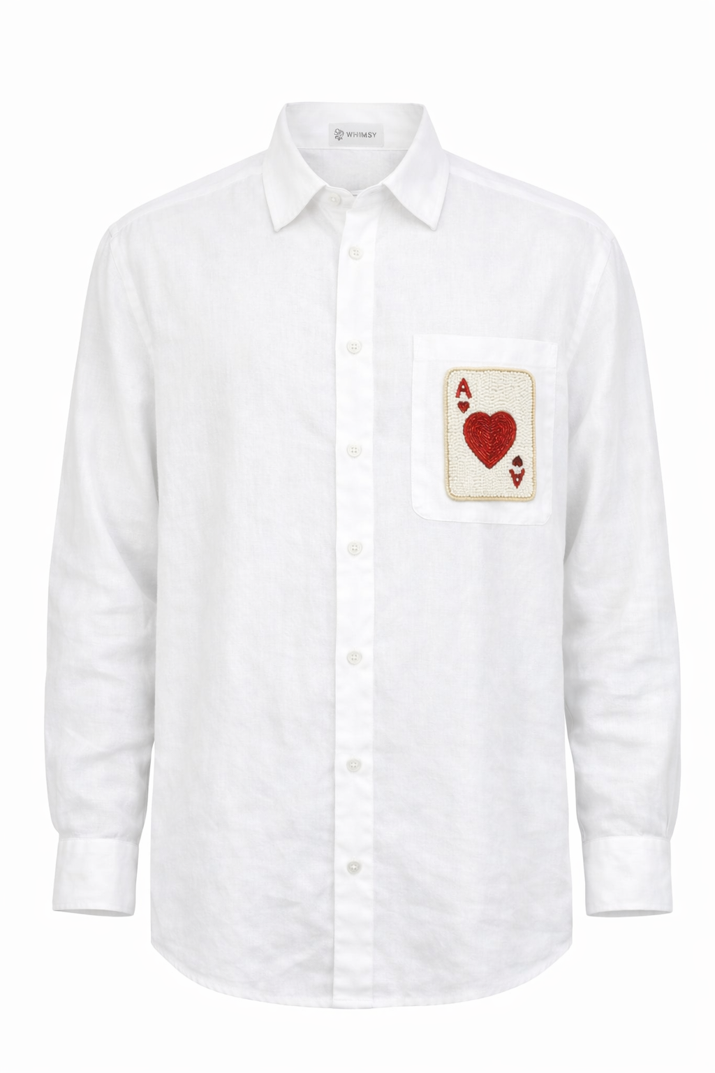 Men’s beaded detail shirt - ace of hearts