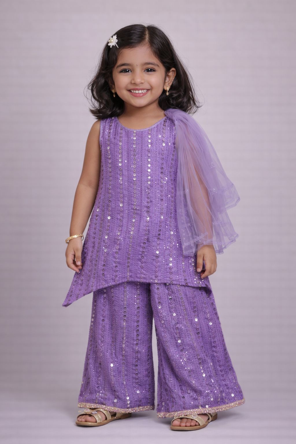 Glitzy Mirror Sharara - Purple