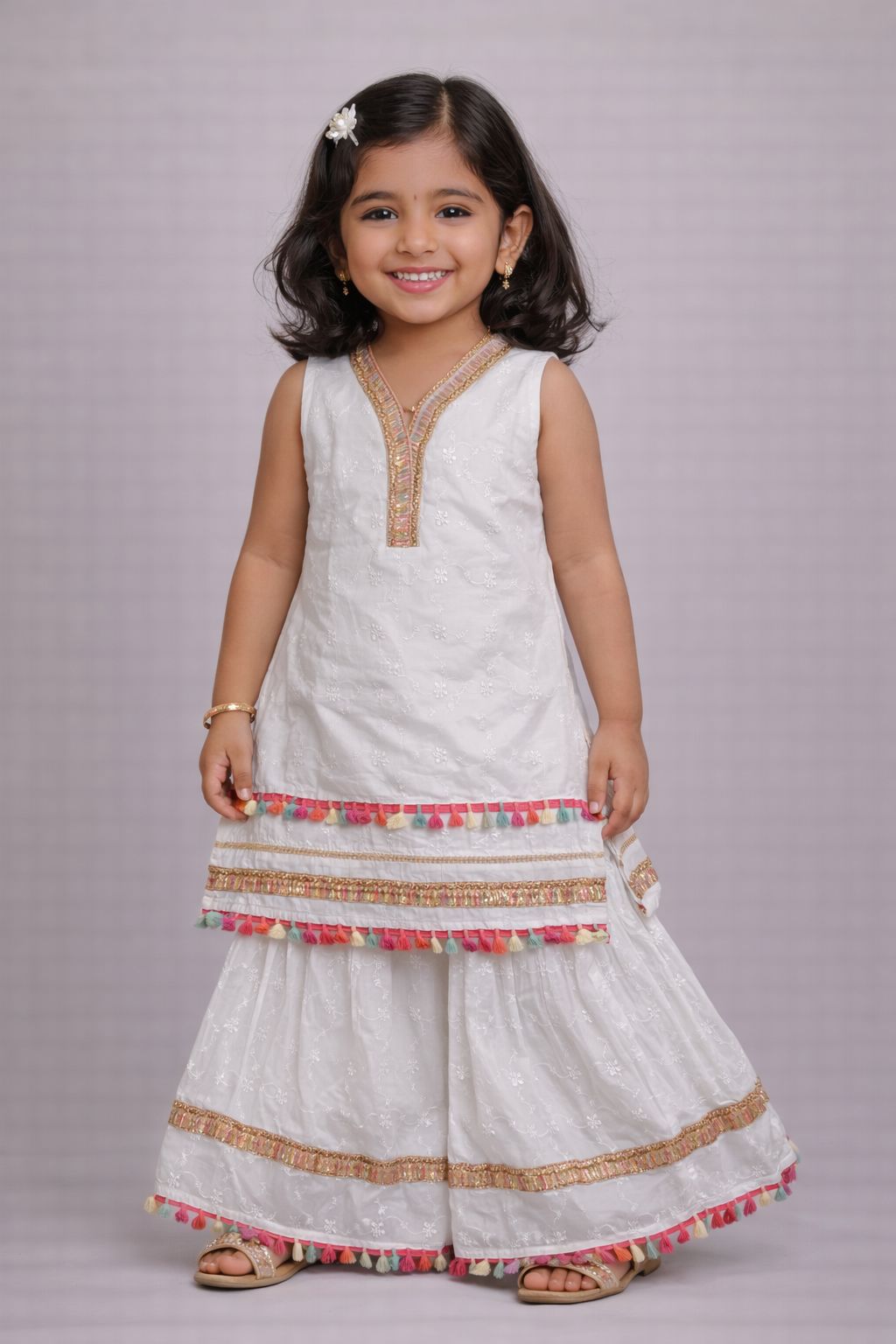 White Chikan Sharara