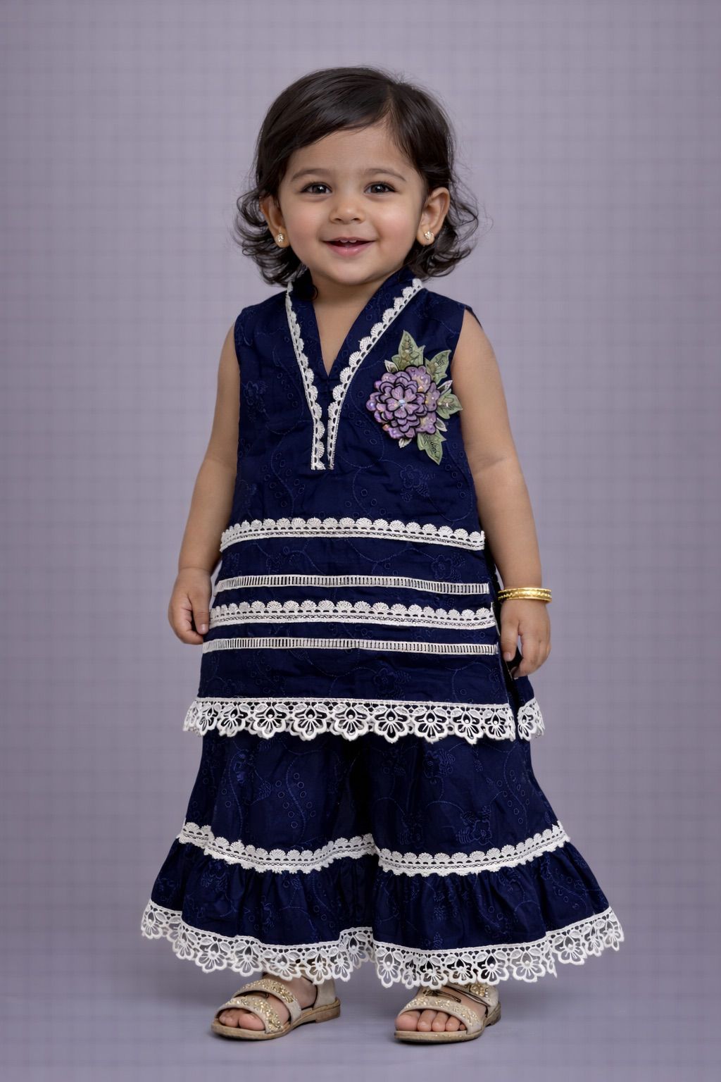 Blue Applique Lacey Flair