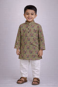 Jaipuri Print Panjabi - Olive