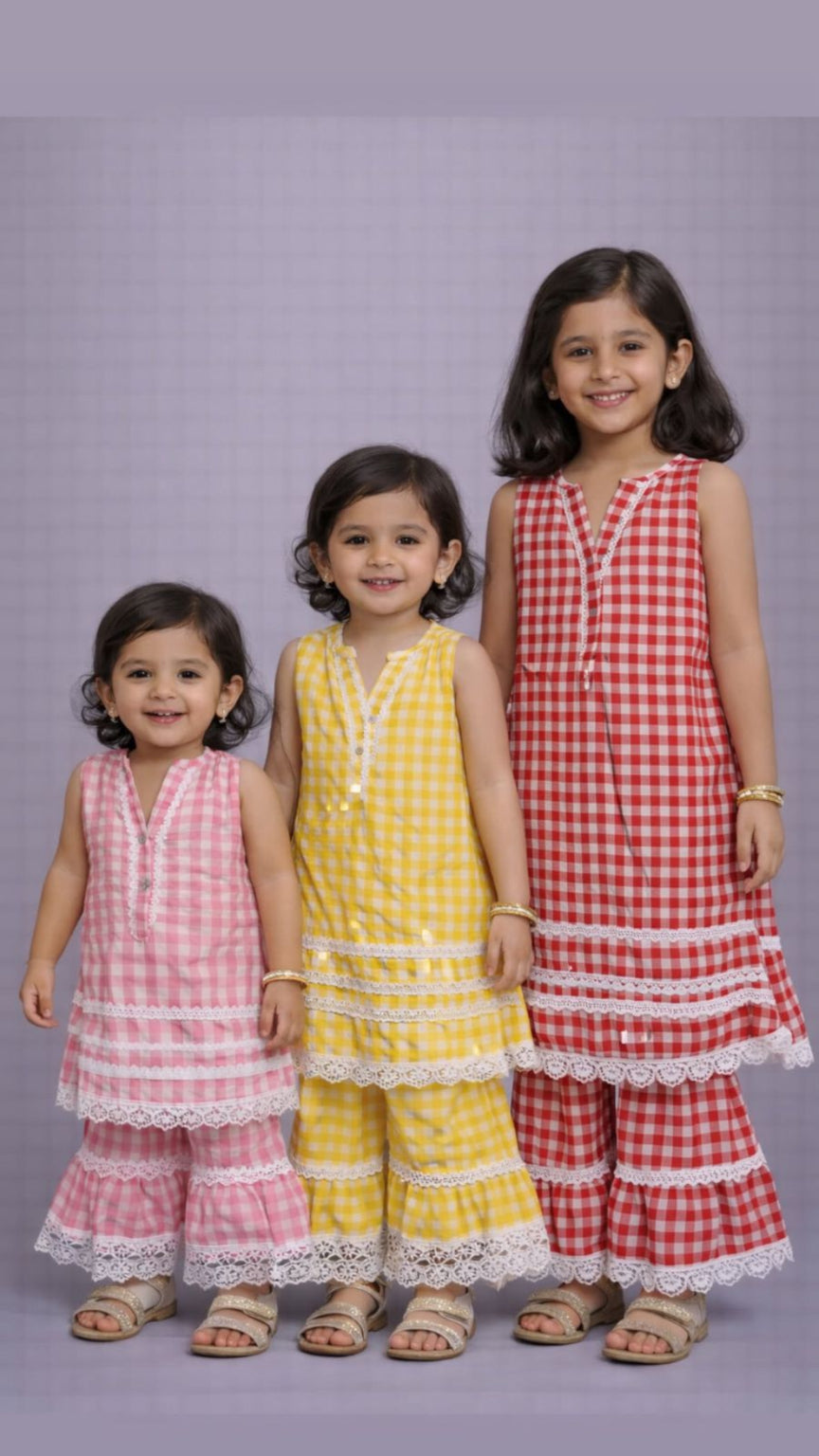 Gingham Lacey Flair - Red