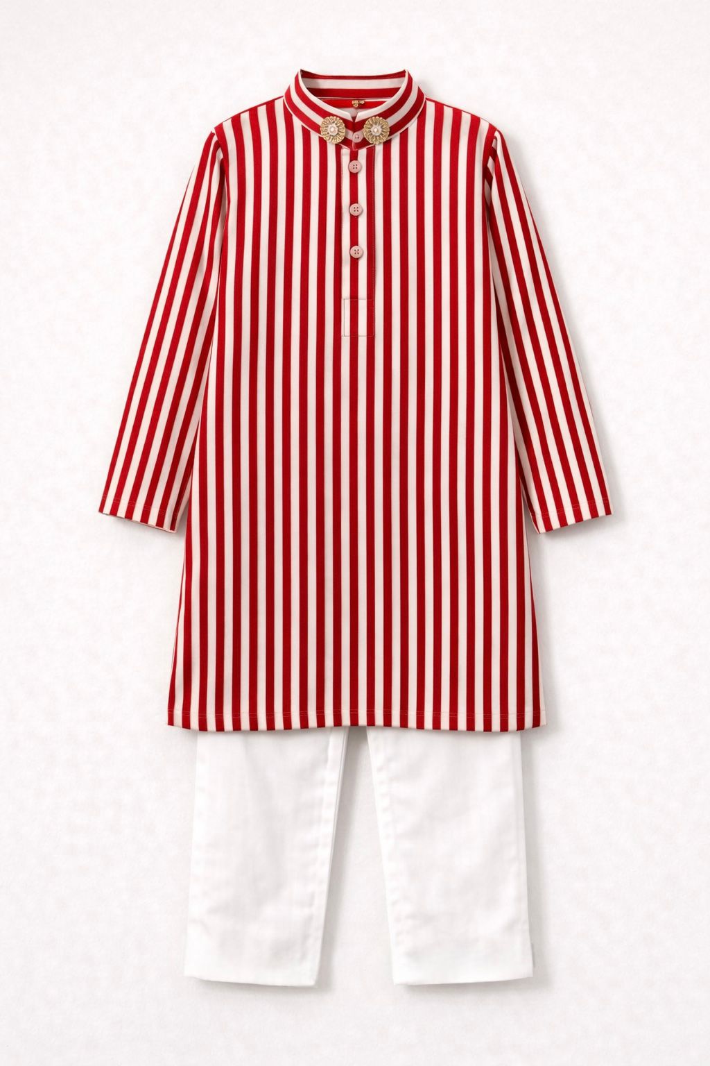 Remi Panjabi Set - Red & White Stripes