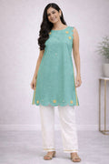 Scalloped Adult Kameez Set - Mint