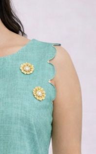 Scalloped Adult Kameez Set - Mint
