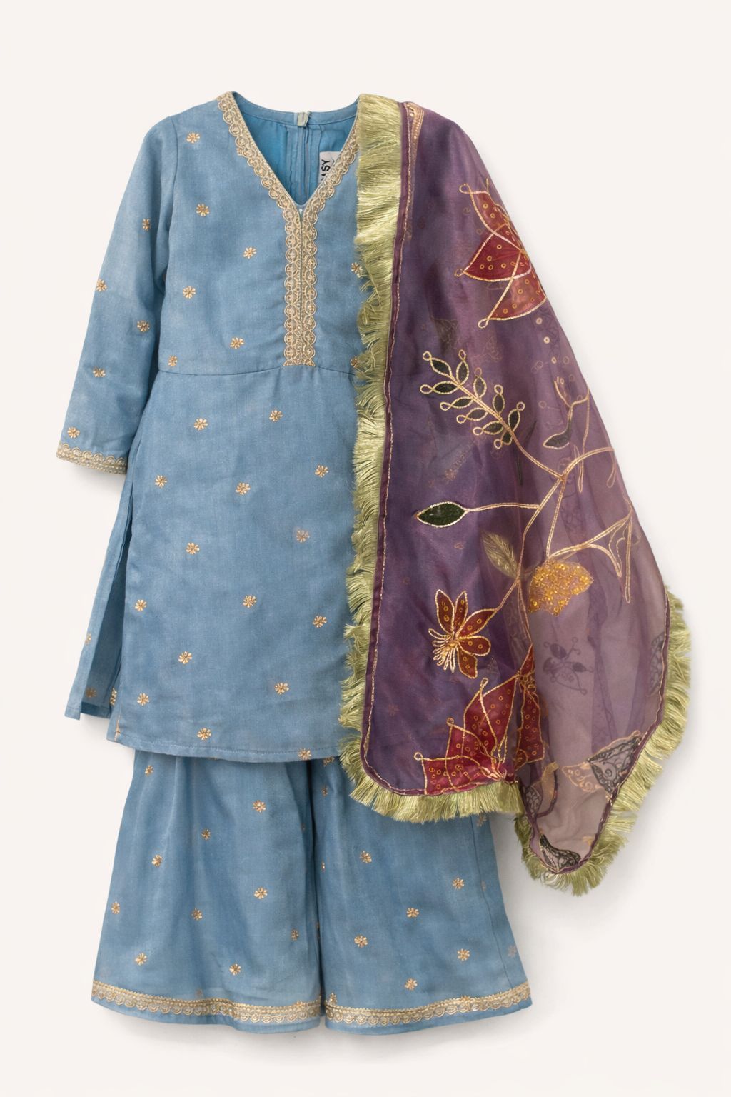 Sequin Dot Sharara - Steel Blue