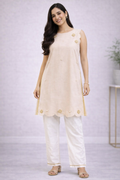 Scalloped Adult Kameez Set - Beige