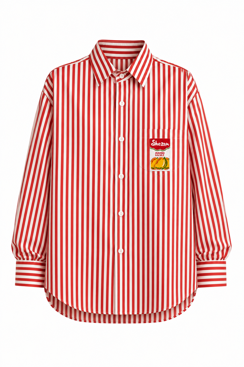 Statement Oversized Shirt - Mango Juice (Red Stripes)