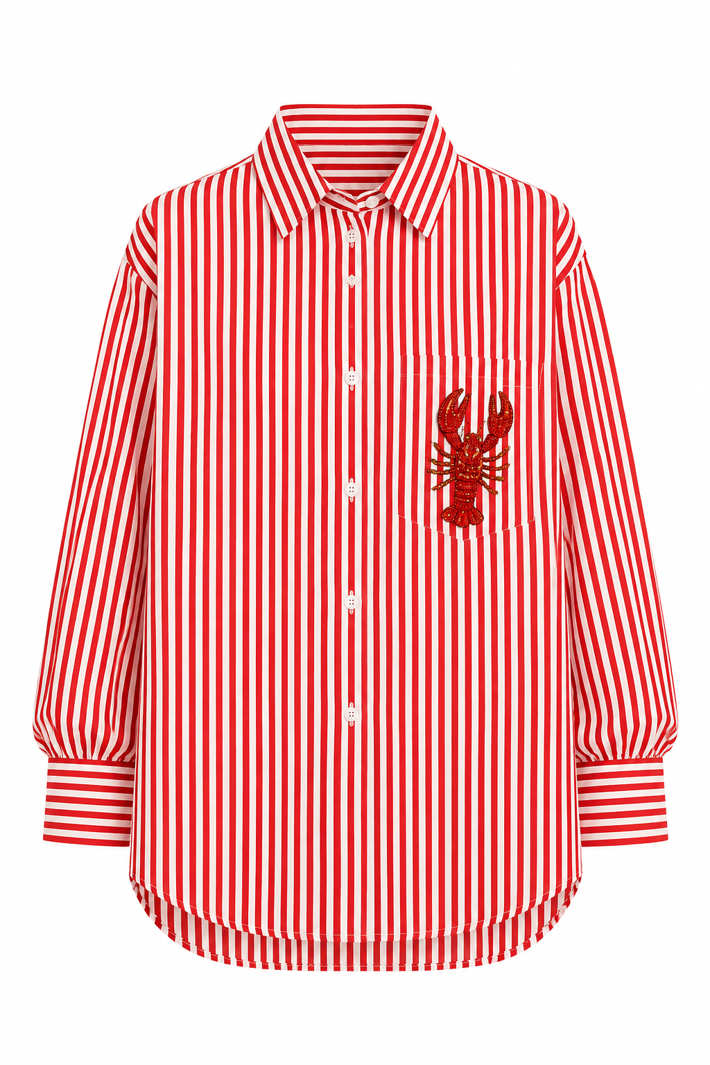 Statement Oversized Shirt - Lobster (Red Stripes)