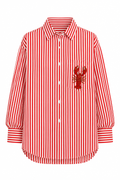 Statement Oversized Shirt - Lobster (Red Stripes)