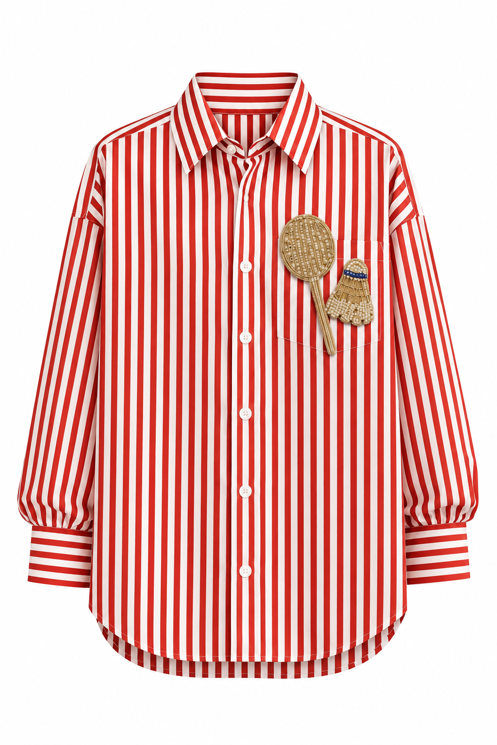 Statement Oversized Shirt - Badminton Baddie (Red Stripes)